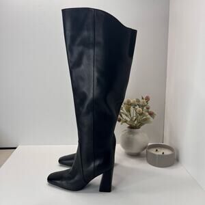 Naturalizer Lyric Knee High Boot Zip Block Heel Black Women's 8M Wide Calf